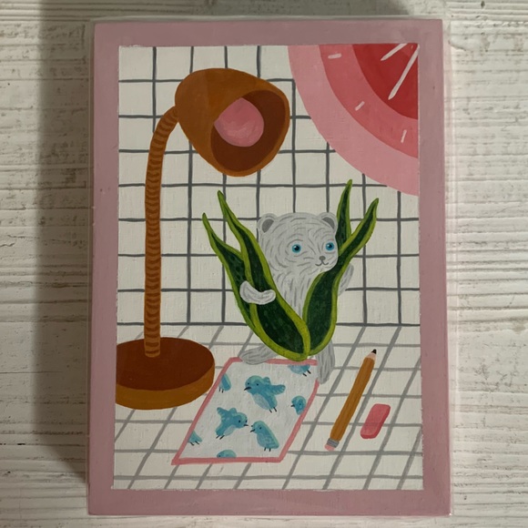 OOAK ART LITEN KANIN/TORI LIN Hidden & Seeker ACRYLIC ON WOOD ORIGINAL PAINTINGS - Picture 6 of 14